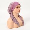 Solid Color Pre-Tied Hijab Wrap Head Scarf Muslim Turban Bonnet for Women Inner Hat Turbantes Cap