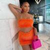 2 Piece Set  Skirt and Off Shoulder Bodysuit Top Orange Sexy Club Outfits Bodycon Dresses for Women Skirts Suits