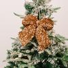 Christmas Bowknot Sparkling Sequins Decor Twist Tie Velvet Bows Xmas Tree Wreaths Garland Gift Wrapping Wedding Decor