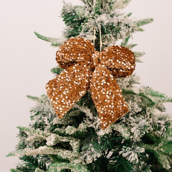 Christmas Bowknot Sparkling Sequins Decor Twist Tie Velvet Bows Xmas Tree Wreaths Garland Gift Wrapping Wedding Decor