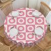 Flowers Happy Face Checkerboard Daisies Round Tablecloths 60 Inches Table Covers for Dining Table Cloth