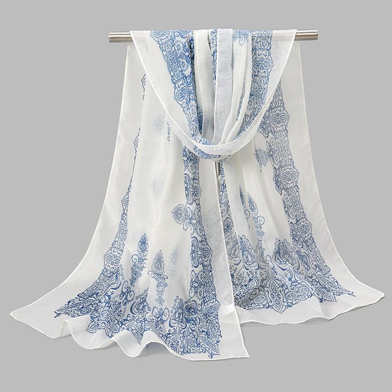 1Pc Muslim Chiffon Hijab Scarf For Women Summer Print Thin Scarves Soft Shawl Foulard Viscose Autumn Female Sunscreen Wrap Shawl