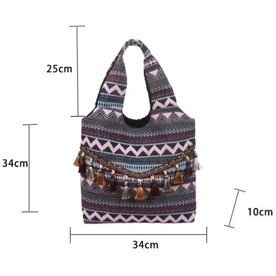 WTEMPO Trendy Women's Casual Versatile Handbags Nylon Ethnic Style Office Ladies Bags with Top Handle Work Meal Bag Lunch Bag
