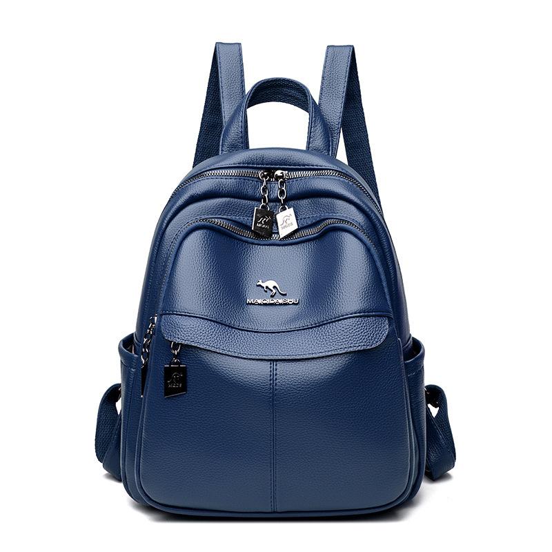 Schoolbag Cowhide Pattern Classic Backpack Welfare Fashion Splicing Backpack Bag 1011 School Season Female Student School Bag Spot