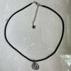 Spiraled Pendant Necklace Vintage Alloy Star Charm Neckchain Handmade PU Cord Neckwear Fashionable Neck Jewelry Gift