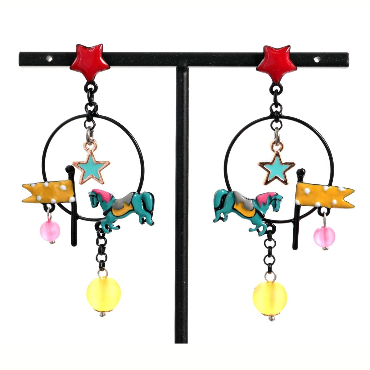 

Les Trésors De Lily [R6165] - Дизайнерские серьги Lilipoupettes (карусель) разноцветный - 75х38 мм