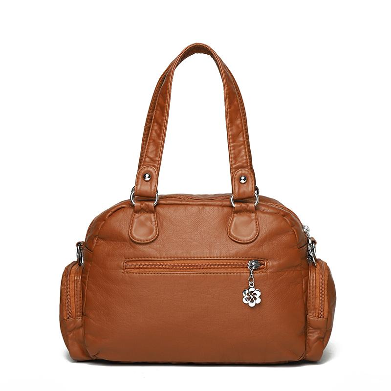 Women's Soft Leather Shoulder Bag Large Capacity Lightweight Crossbody Bag Mother Bag