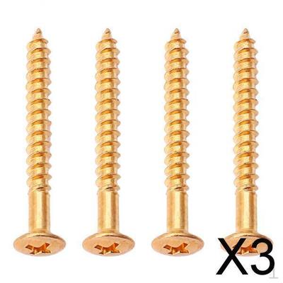 3x4 Pieces Neck Plate Mounting Screws For Strat ST Electric Guitar Parts