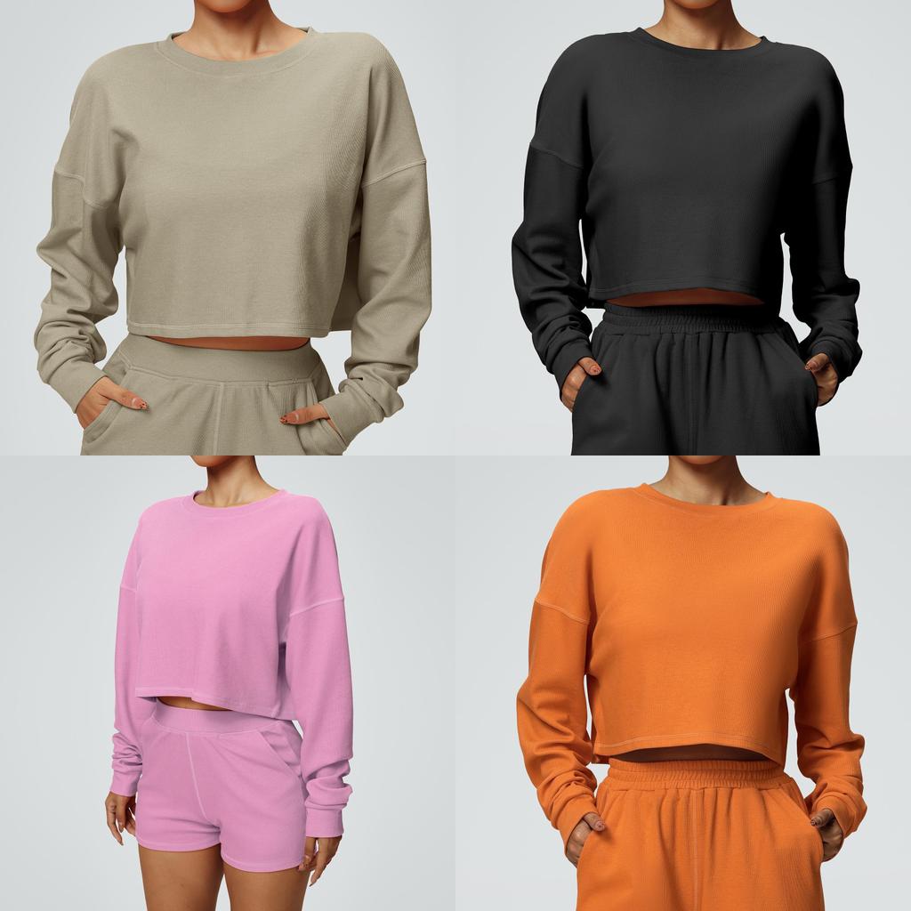 Womens Casual Long Sleeve Sweatshirt With Nylon Cotton Blend For Running And Fitness