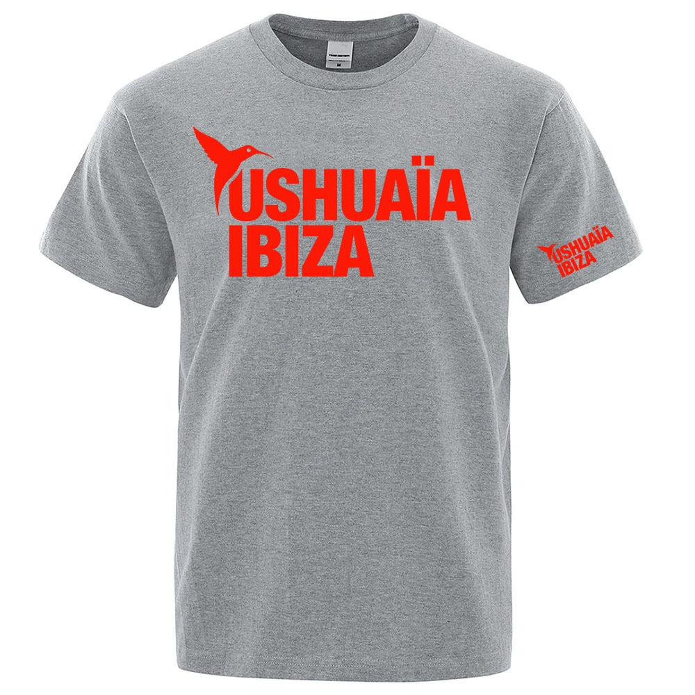 Zcela nové 100% bavlněné tričko 2026 Unisex s potiskem loga Ushuaia Ibiza Jednobarevné Kulatý výstřih Krátký rukáv Prodyšné tričko