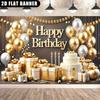 2D Geburtstag Hintergrund Schwarz Gold Kuchen Geschenk Party Zubehör