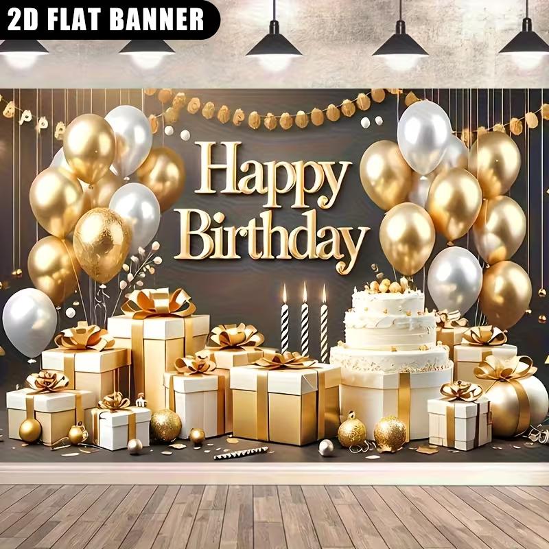 2D Geburtstag Hintergrund Schwarz Gold Kuchen Geschenk Party Zubehör
