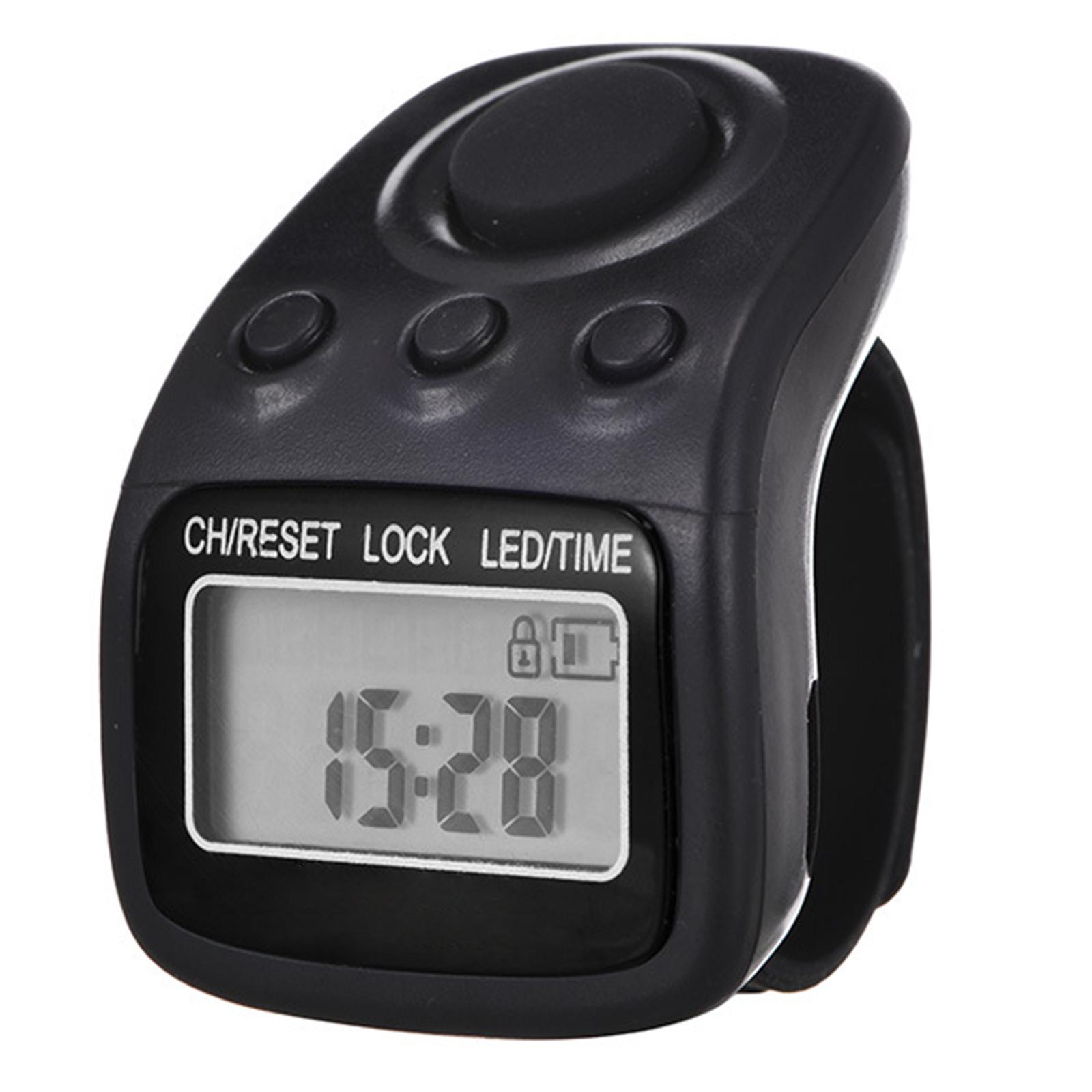 

Кольцевой счетчик, цифровой светодиодный электронный портативный счетчик кликеров, счетчик пальцев для молитвы, спорта и фитнеса чёрный