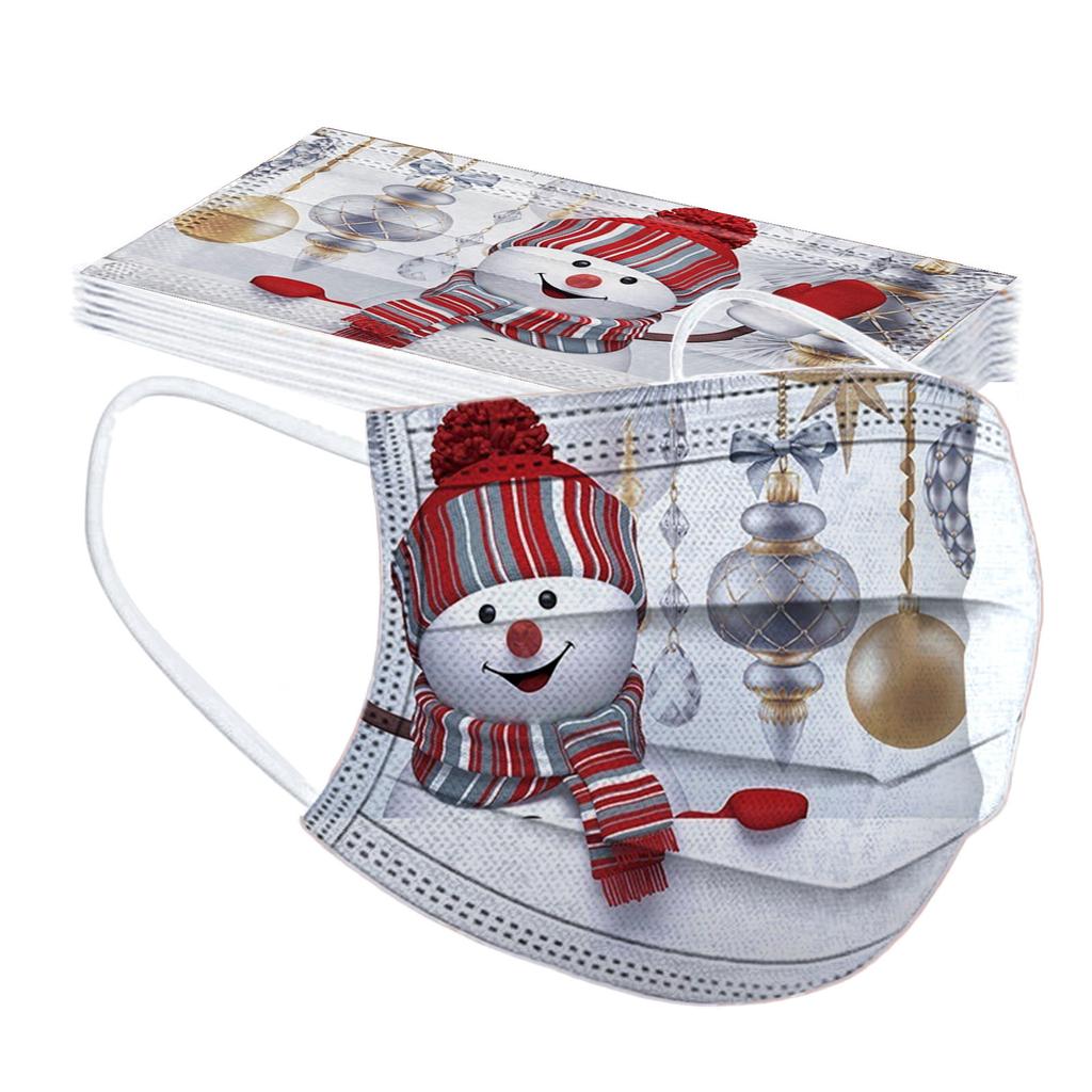 10pc Christmas Print  for  Face Mask Disposable Earloop Mask