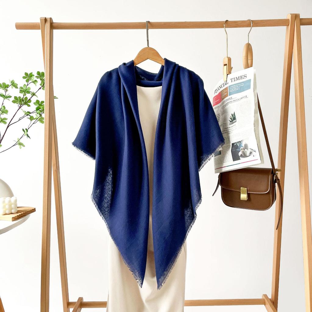 Spring new high-end imitation cotton and linen cm large square scarf monochrome silk scarf shawl women's scarf