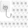 20 Wall Hanging Hooks, Strong Adhesive, No Drilling Hooks, Large Wall Hanging Hooks, Adhesive Hooks, Load Capacity 25KG, No Drilling, No Damage, No