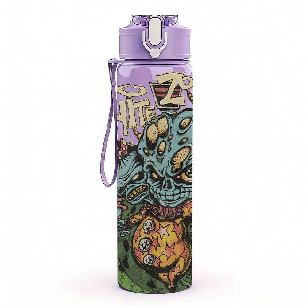 1PC Green Skull Head Art 750ml sports water bottle leakproof straw lid outdoor office home