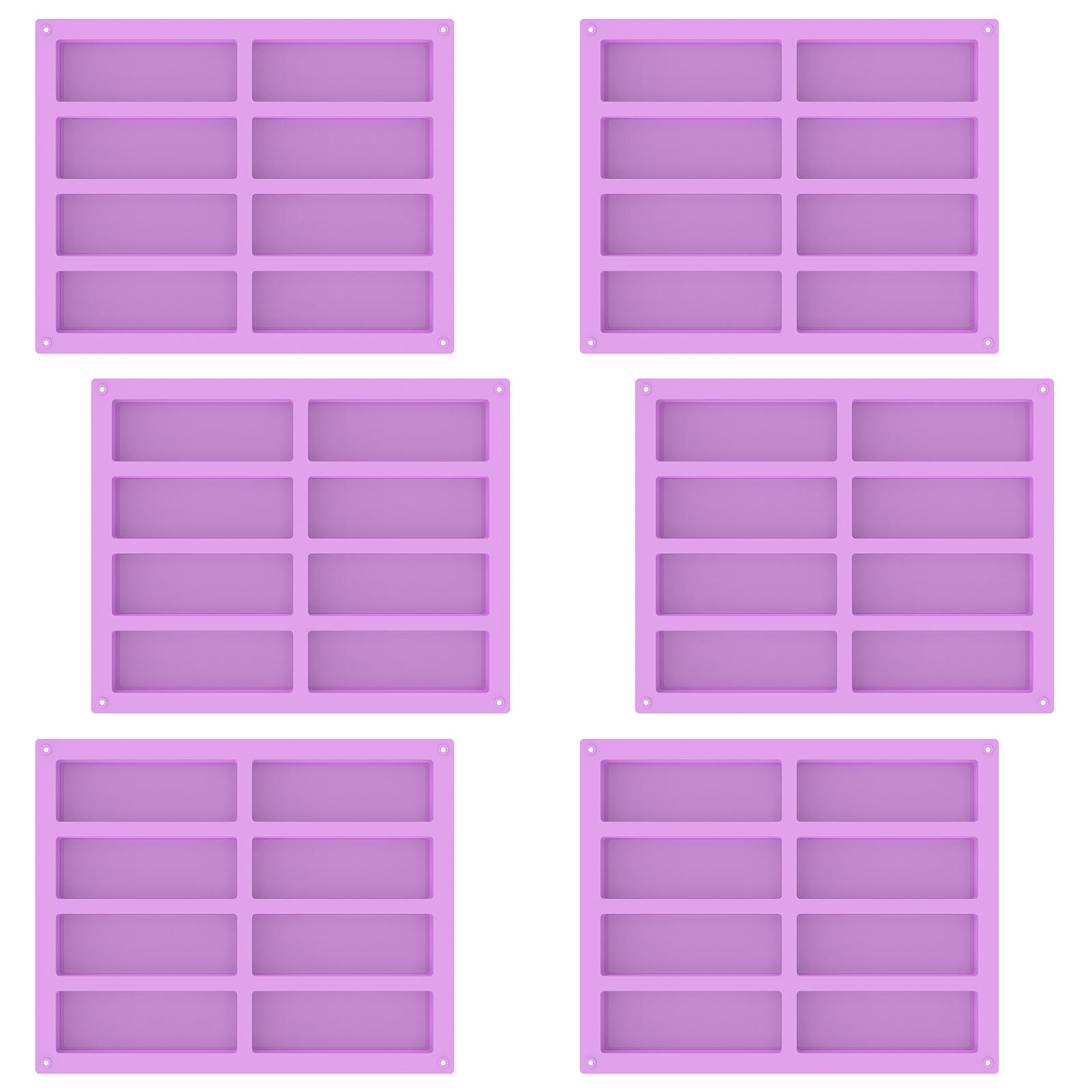 

6 Pcs Granola Bar Mold 8 Cavity Rectangle Soap Making Molds Non Stick Silicone Energy Bar Mold Flexible Cereal Bar Molds фиолетовый