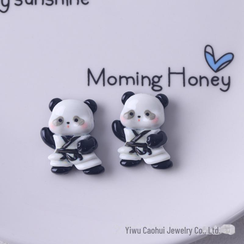 Cute Cartoon Panda Resin Jewelry & DIY Decor: Cream Glue, Keychain, Pendant, Shoe Buckle.