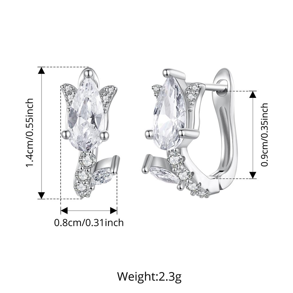 WOSTU 925 Sterling Silver Osmanthus Flower Stud Earrings For Women Handmade Jewelry Gift Full Zircon Huggies Earrings Best Gift