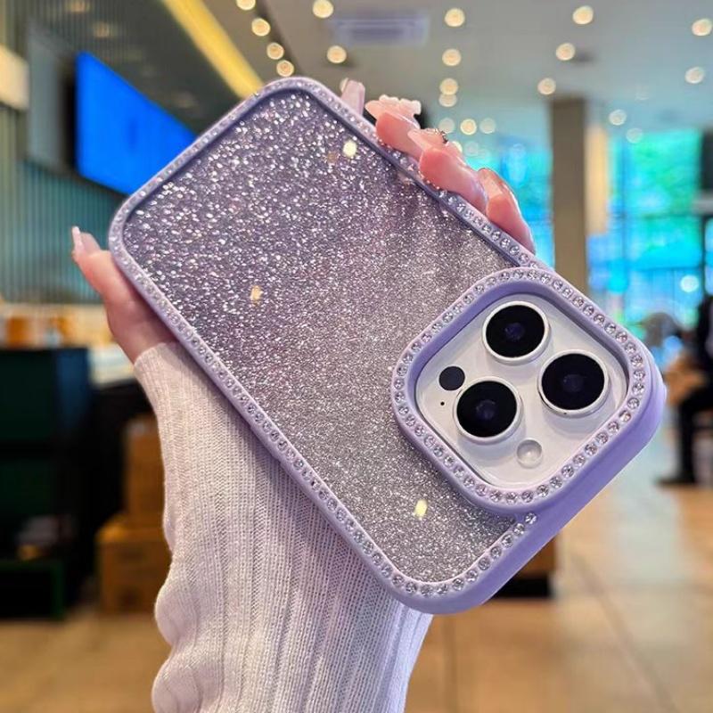 Double-sided Diamond Phone Cover For iPhone 13 14 Plus 15 16 Pro Max Gradient Color Dazzling Case For iPhone 12 11 Hard Cases