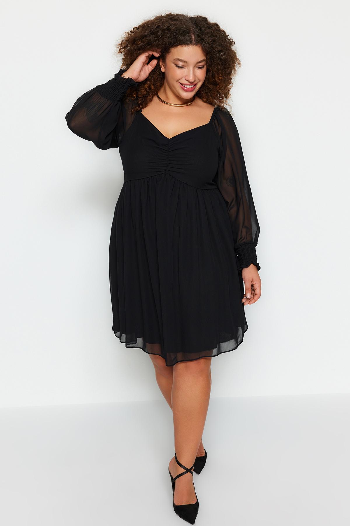

Women s Plus Size Dress Black Straight A-Line A-Line Mini Woven Plus Size Dress XL