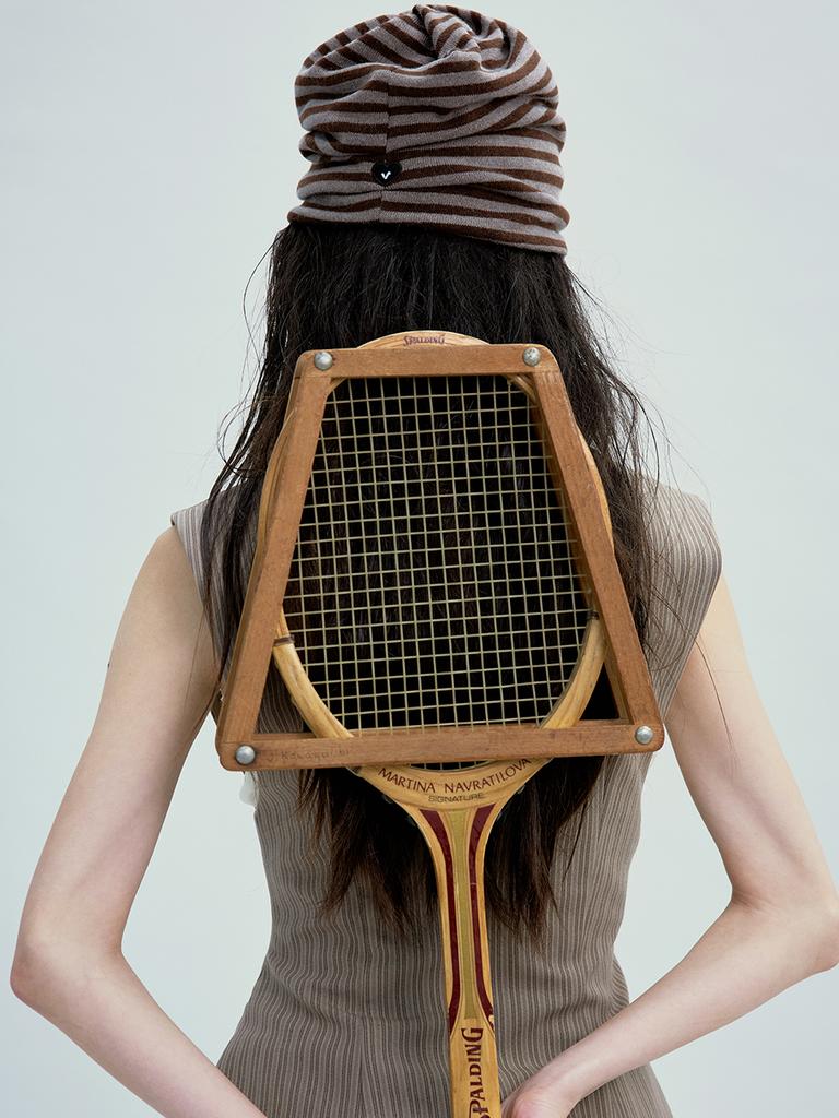 Eosseomnijeu Oversized Open Top Hat_Stripe Brown