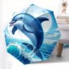 Dolphin Moonlight Theme 8 Bone Hand Automatic Folding Umbrella, Compact and Portable Design, A Perfect Gift for Birthday, Christmas or Busin