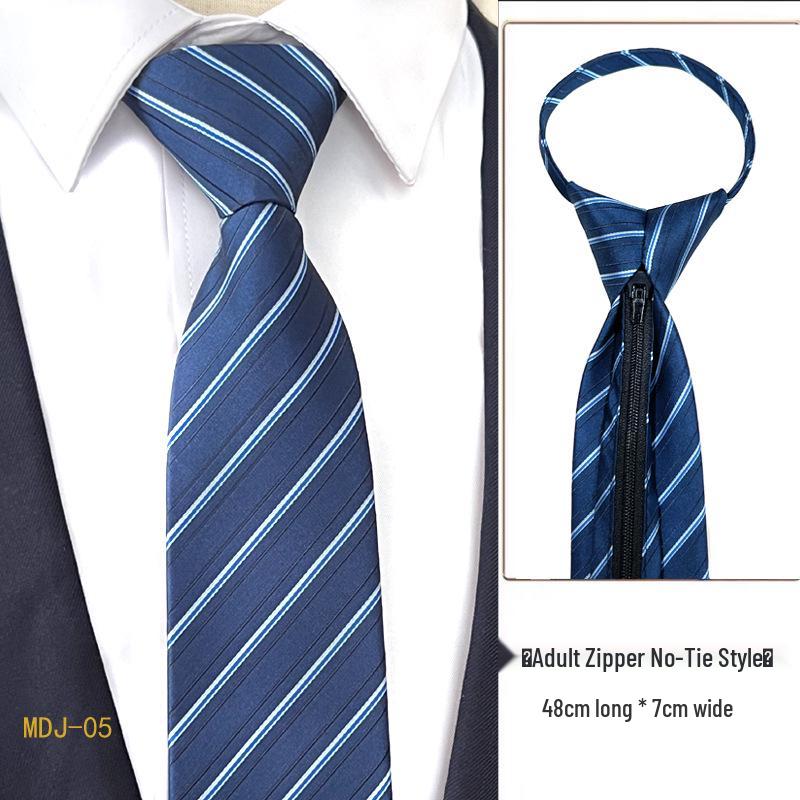 Men's 7cm Easy-Pull Zipper Tie, 1200-Needle Yarn-Dyed Polyester