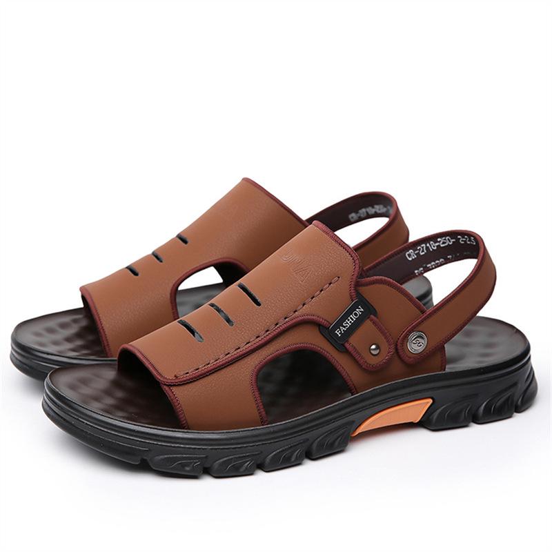 2025 Summer Men s Plus Size Non-Slip Leather Beach Sandals 42