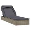 VidaXL Transat avec toit pliable gris 213x63x97 cm résine tressée, chaise longue, chaise longue d'extérieur, lit de salon, 319639