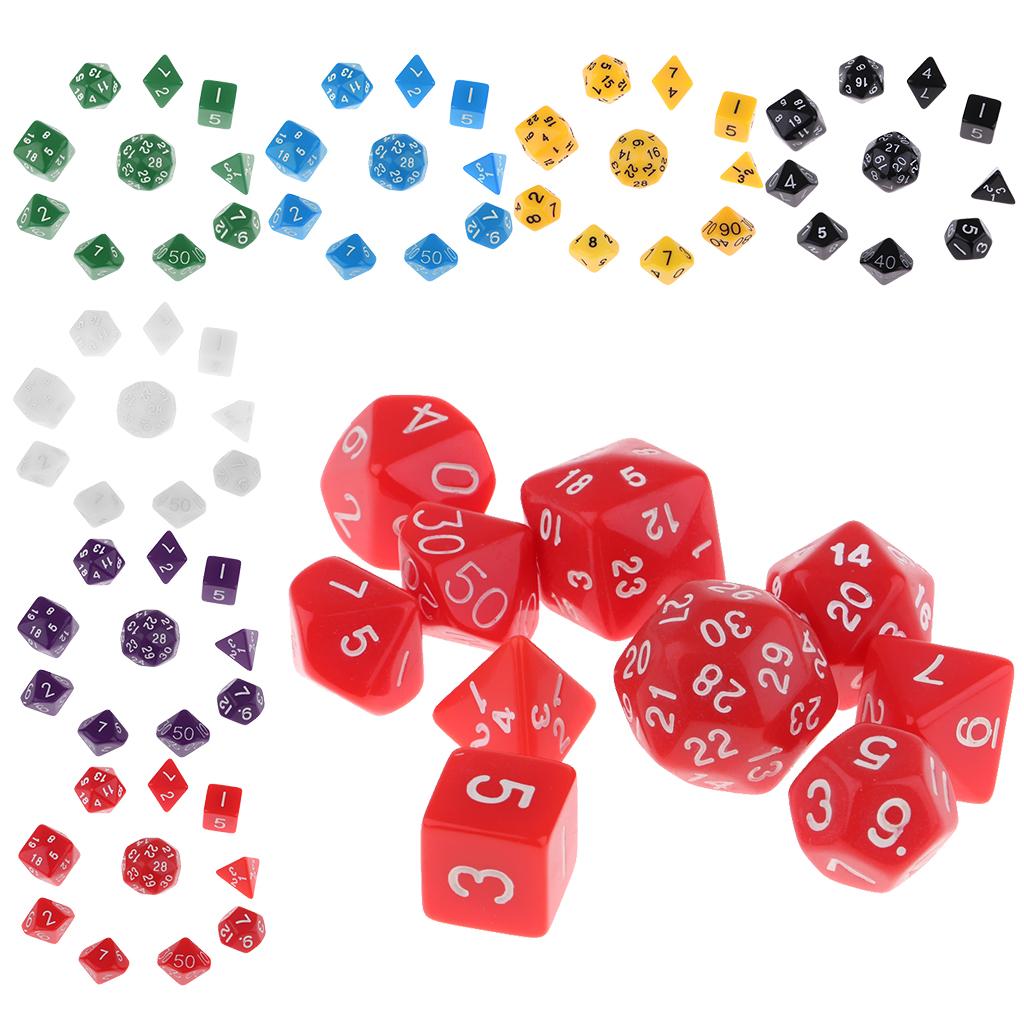 10 Stück Acryl s Set D mit Beutel Schwarz für Tischspiele, , DND RPG Gaming, Spielfertigkeits-Requisiten
