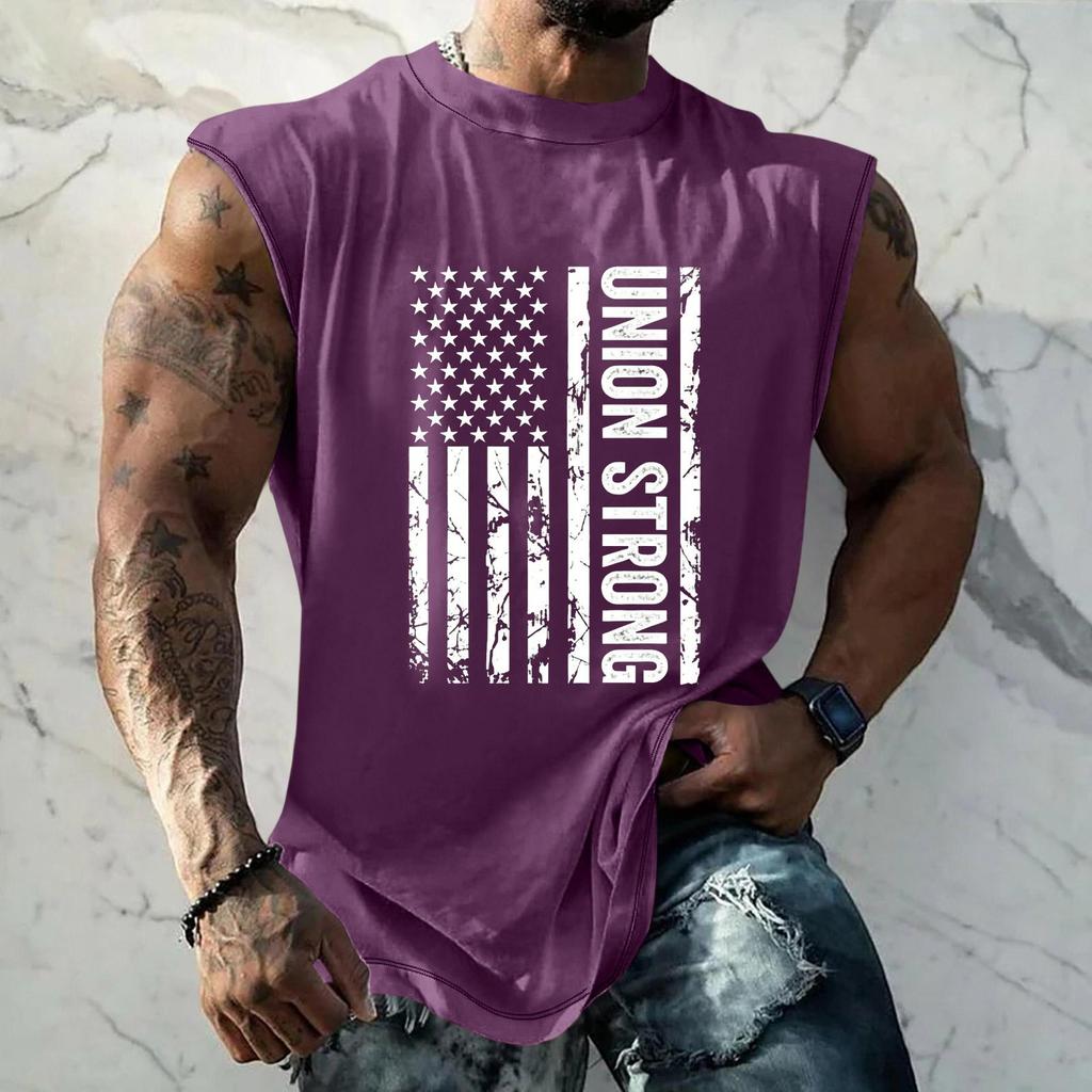 Men Sleeveless Tank Top Loose Fit Casual Workout Muscle Shirt Printed Graphic Design Lightweight Summer Athletic Vest