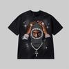 Diamantmaske Porträt Aufdruck T-Shirt Damen und Unisex Hip Hop Streetstyle Oberteil FrühlingSommer Kurzarm Unisex T-Shirt