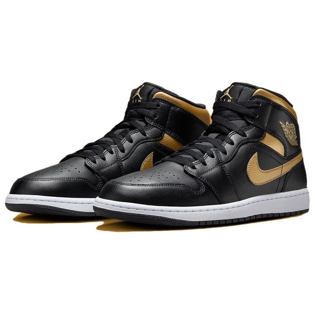 Air Jordan 1 Mid Čierna Metalická Zlatá Pánske Tenisky Biela DQ8426-071