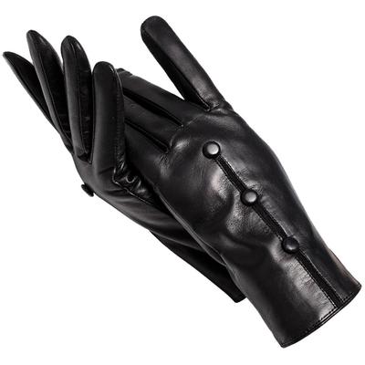 High Quality Ladies Lambskin Leather Gloves Winter Warm Fashion Gloves Black 0719