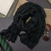 Women Scarf Solid Color Pleated Long Scarf Retro Autumn Winter Warm Long Scarf Soft Vintage Inspired Scarf