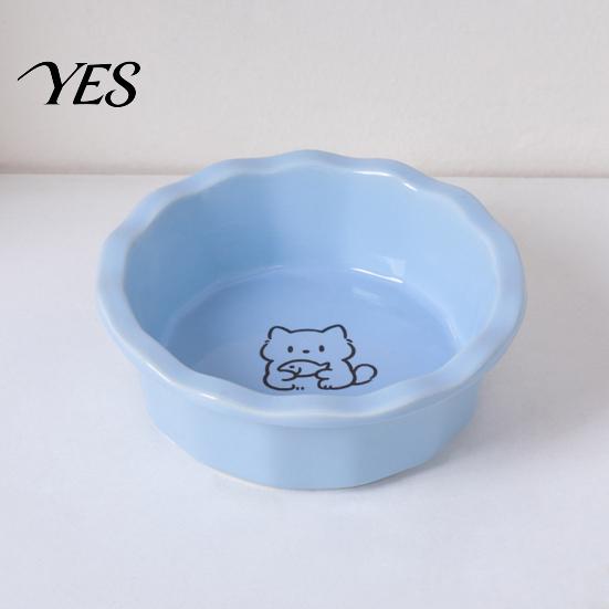 Comfortable Cat Feeding Bowl Ceramic Bowl, Round Food Easy To Clean, Durable Pet Feeder Non-Slip Weighted for Cats And Small Dogs Black Chin
