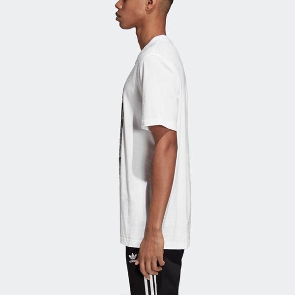 Adidas Originals Trefoil Letter Logo Printed Crew Neck Pullover Short Sleeve T-Shirt Men Tops White DH4768