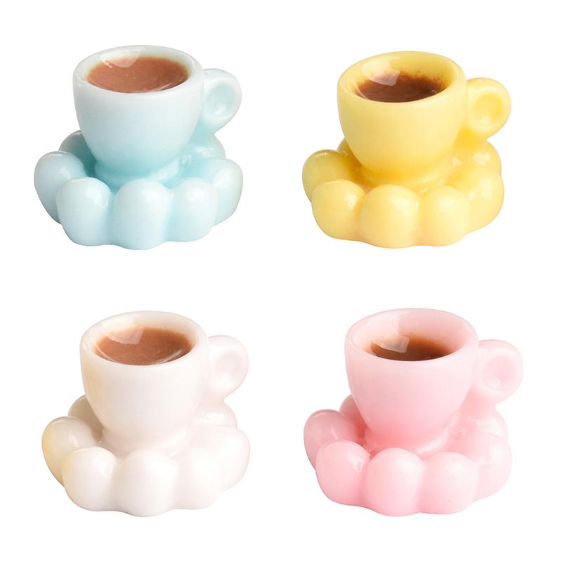 

4 шт. Миниатюрные предметы для кукольного домика: кофейная чашка, блюдце, чайная чашка, мини-игрушки, столовые приборы, модель кукольного домика, мебель, аксессуары