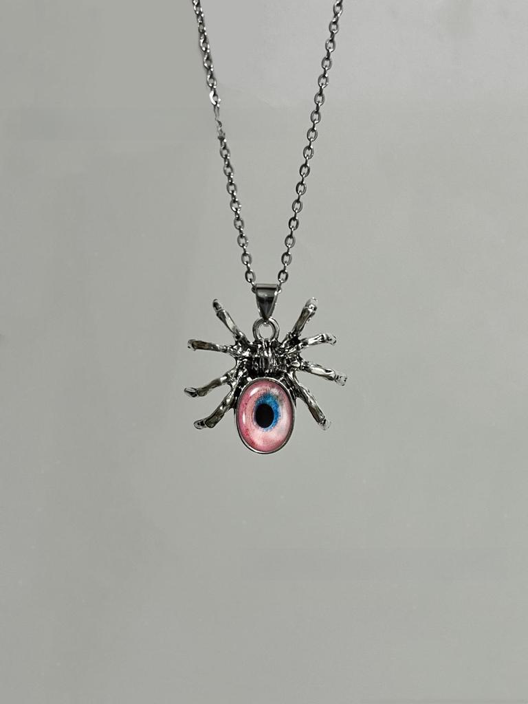 Gothic Halloween Spider Pendant Necklace With Geometric Alloy Chain For Women