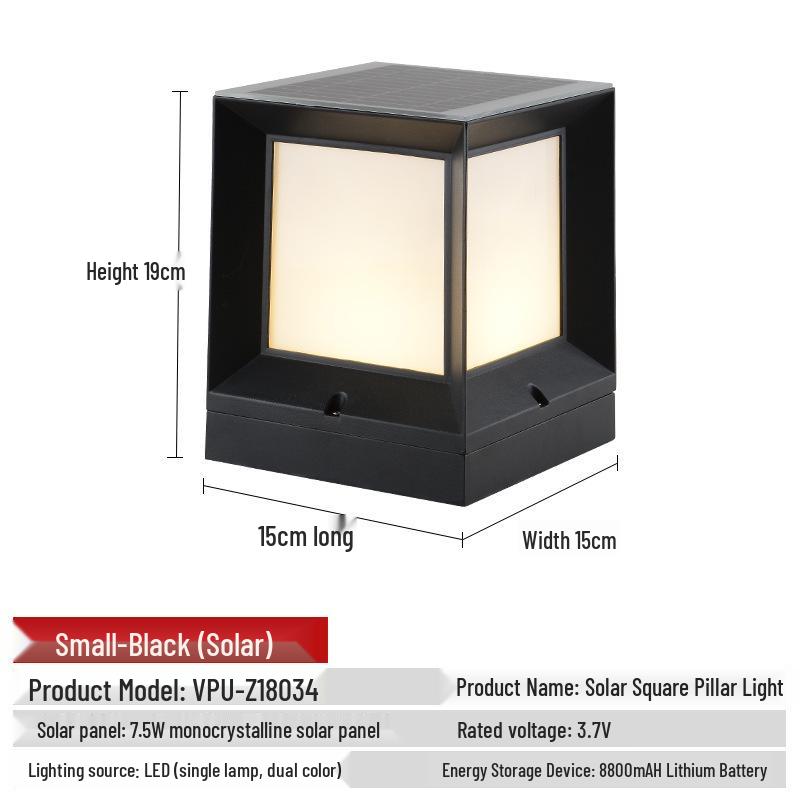 Minimalist Solar Waterproof Outdoor Gate Post Light for Gardens and Courtyards
