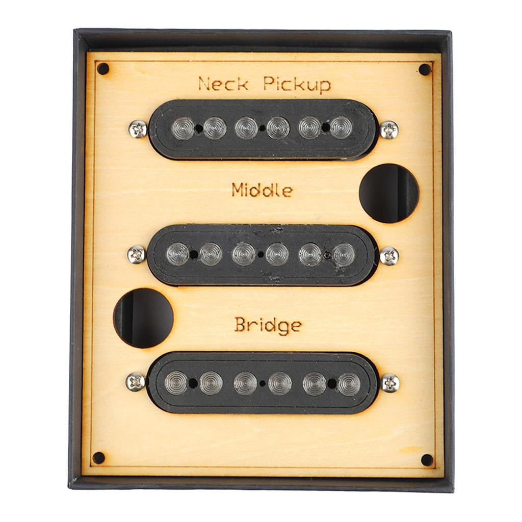 Guitar Pickup Set Black Noiseless 6 Sound Hole Electric Guitar Single Coil Pickup Set