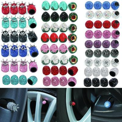 4PCS Crystal Car Tire Valve Caps Diamond Shining Dust-proof Wheel Valve Cover Vehicle Bling Car Charms Decor Auto Accessories
