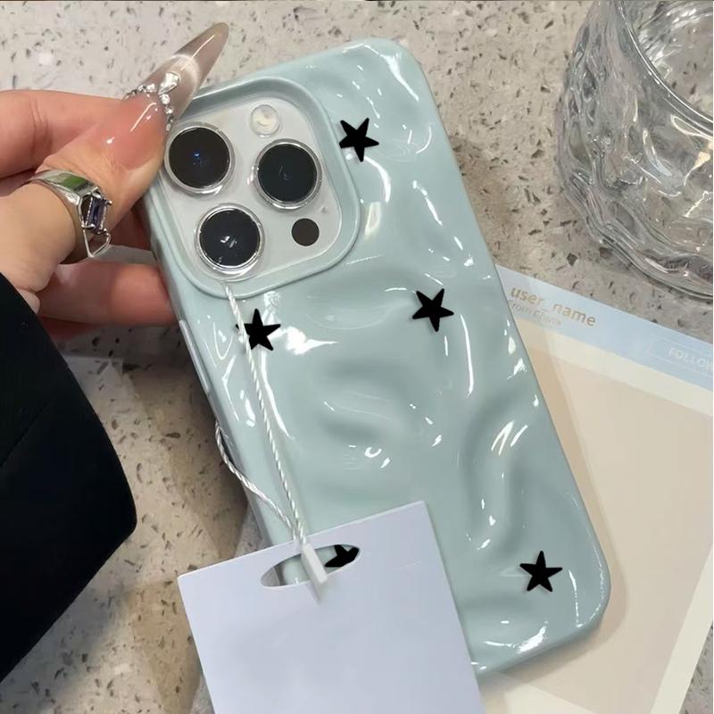 Fashion Black Star Shockproof Phone Case for iPhone 17 16 Plus 15 14 Pro 13 12 11 Pro Max Air 16E Soft Silicone Protective Cover