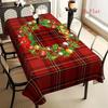 2D Flat 1pc-Christmas Wreath Print Tablecloth- Rectangular, Washable Polyester Fiber, Suitable for Holiday Gatherings and Daily Dining, Perfect for In