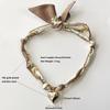 Cutie Bandana Scarf Necklace With Stainless Steel Heart Charm Handmade Jewelry Gift For Mother Wife Girls