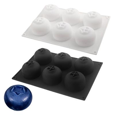 Siliconen Bakvorm 6-holtes Blauwe Bes Anti-aanbak Flexibele Cakevorm voor Snoep Chocolade Herbruikbaar Vaatwasmachinebestendig Bakgerei voor DIY Keuken Bakken