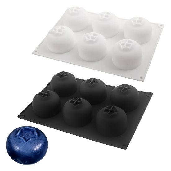 Stampo da Forno in Silicone a 6 Cavità Mirtillo Antiaderente Flessibile Stampo per Torta per Caramelle Cioccolato Riutilizzabile Lavabile in Lavastoviglie Utensili da Forno per Fai da Te Cucina Ristorante