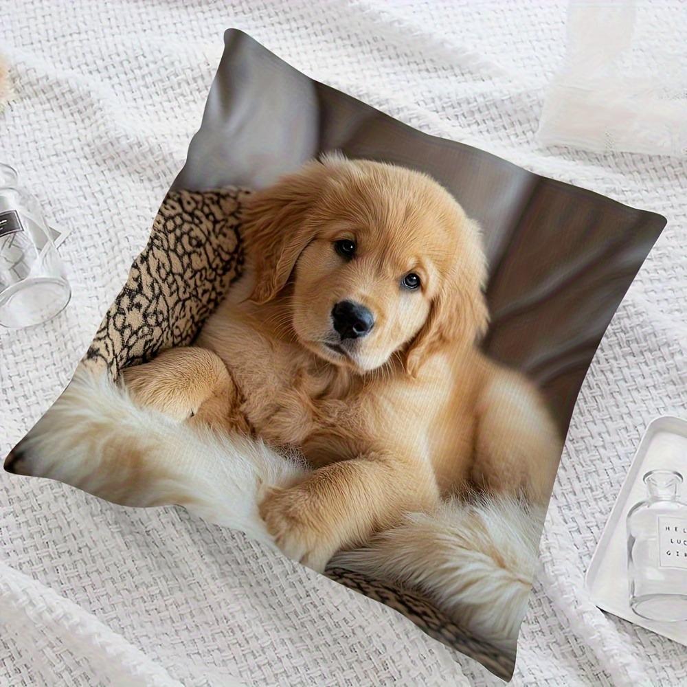 1 Golden Retriever Puppy Printed Pillowcase - Soft Polyester